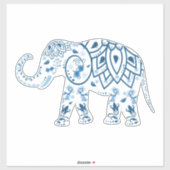 White Elephant Blue Boho Sticker (Vel)