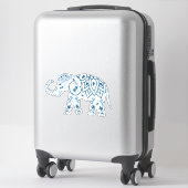 White Elephant Blue Boho Sticker (Koffer)