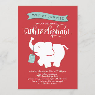 White Elephant Cadeau Échange Invitation de fête d