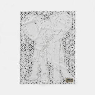 White Elephant Dotted Fleece Blanket Deken