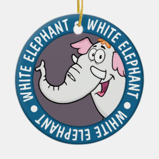 White Elephant Exchange Cartoon Keramisch Ornament