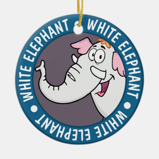 White Elephant Exchange Cartoon Keramisch Ornament (Voorkant)