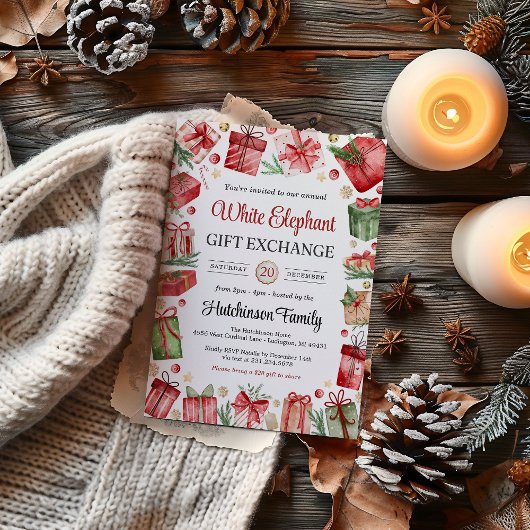 White Elephant Gift Exchange Party Invitation
