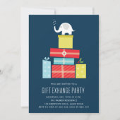 White elephant gift exchange Party Invite_Midnight Kaart (Voorkant)