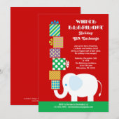 White Elephant Holiday Gift Exchange Uitnodiging (Voorkant / Achterkant)