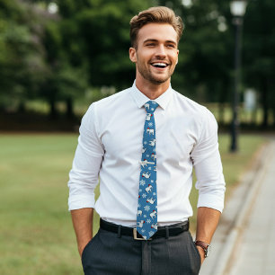 White Elephant Party Christmas (Blauw) Stropdas