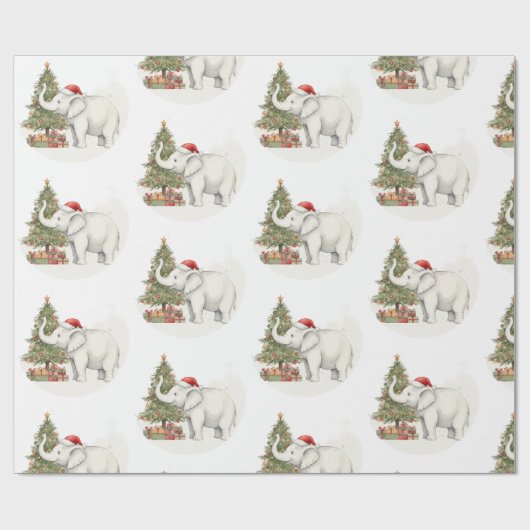 White Elephant Party Christmas Wrapping Paper Cadeaupapier (Vlak)