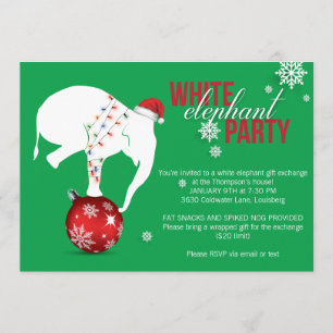 White Elephant Party Invitation Groen Kaart