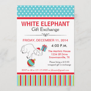 White Elephant Party Invitation Kaart