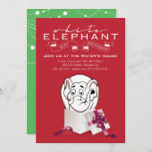 White Elephant Party Uitnodiging | Aangepaste kleu (Voorkant / Achterkant)