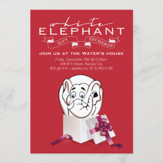 White Elephant Party Uitnodiging | Aangepaste kleu