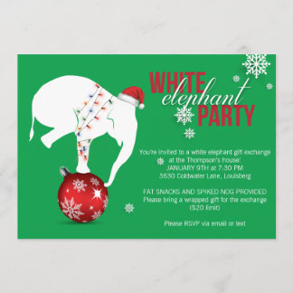White Elephant Party Uitnodiging | Green
