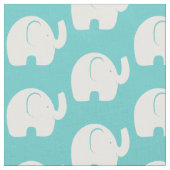 White Elephant Pattern Aqua Stof (Close Up)