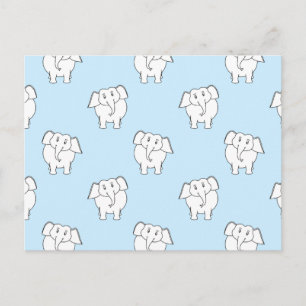 White Elephant Pattern op Bleek Blue. Briefkaart