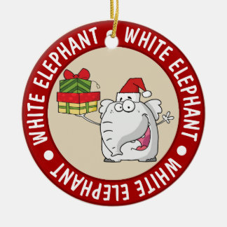 White Elephant Santa Hat Gifts Cartoon Keramisch Ornament