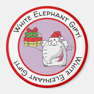 White Elephant Santa Hat Gifts Cartoon Magneet
