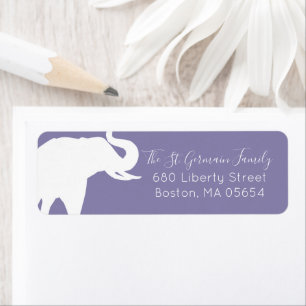 White Elephant Silhouette Return Address Paars Etiket