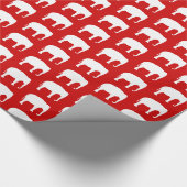 White Elephant Silhouettes Pattern Red en White Cadeaupapier (Hoek)