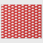 White Elephant Silhouettes Pattern Red en White Cadeaupapier (Vlak)