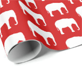 White Elephant Silhouettes Pattern Red en White Cadeaupapier (Rol Hoek)