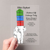 White Elephant Stacked Gift Exchange Party Acryl Uitnodigingen (Insitu (Draagbaar))