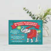 White Elephant Ugly Sweater Party Invitation Kaart (Staand voorkant)