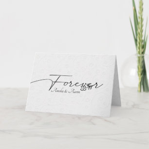 White Embossed Forever Wedding Bedankkaart