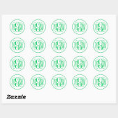 White Emerald Green Vine Script Monogram, DIY BG Ronde Sticker (Vel)