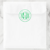 White Emerald Green Vine Script Monogram, DIY BG Ronde Sticker (Tas)