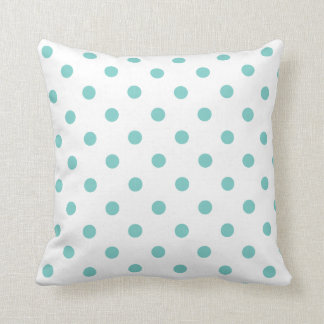 White en Aqua Blue Polka Dots to ss Kussens