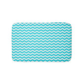 White en Aqua Zig Zag Pattern Badmat (Voorkant)