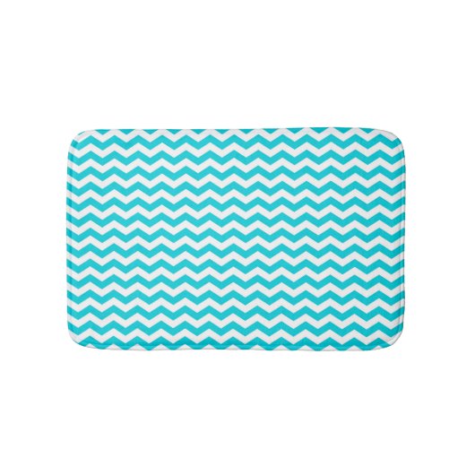 White en Aqua Zig Zag Pattern Badmat (Voorkant)