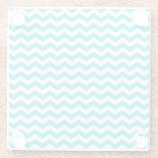 White en Aqua Zig Zag Pattern Glazen Onderzetter (Achterkant)