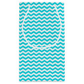 White en Aqua Zig Zag Pattern Klein Cadeauzakje (Achterkant)