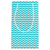 White en Aqua Zig Zag Pattern Klein Cadeauzakje (Voorkant)