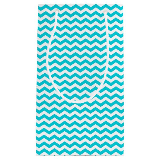White en Aqua Zig Zag Pattern Klein Cadeauzakje (Voorkant)