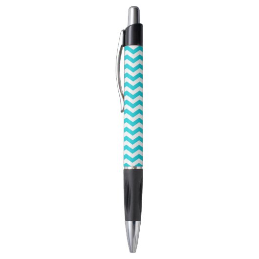 White en Aqua Zig Zag Pattern Pen (Top (Verticaal))