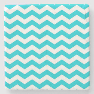 White en Aqua Zig Zag Pattern Stenen Onderzetter