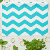 White en Aqua Zig Zag Pattern Theedoek (Gevouwen)