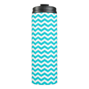 White en Aqua Zig Zag Pattern Thermosbeker