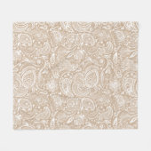 White en beige Floral Paisley Pattern Fleece Deken (Voorkant (Horizontaal))