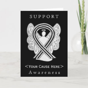 White en Black Awareness Ribbon Angel - Aangepaste Kaart