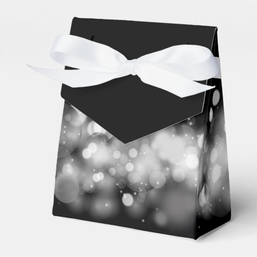 White en Black Bokeh Party Favor Box Bedankdoosjes (Voorkant Zijde)