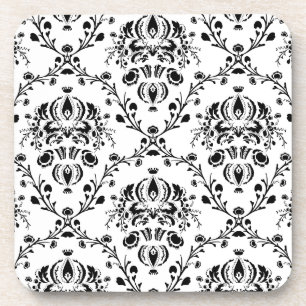 White en Black Damask Bier Onderzetter
