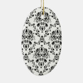 White en Black Damask Keramisch Ornament (Rechts)