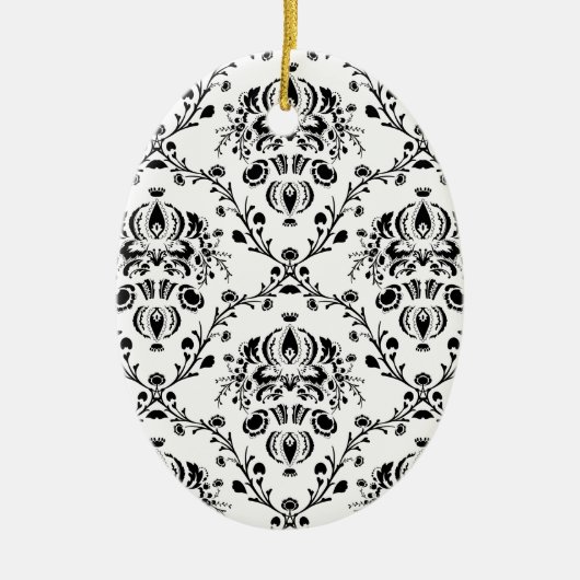 White en Black Damask Keramisch Ornament (Voorkant)