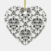 White en Black Damask Keramisch Ornament (Achterkant)