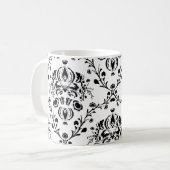White en Black Damask Koffiemok (Voorkant links)