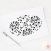 White en Black Damask Ovale Sticker (Envelop)