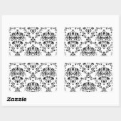 White en Black Damask Rechthoekige Sticker (Vel)